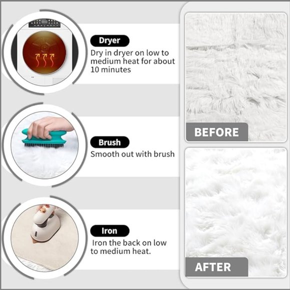 COPY - Round Fur Placemat, Washable Faux Fur Fluffy Table Small Place Mat Decor… - Picture 5 of 6